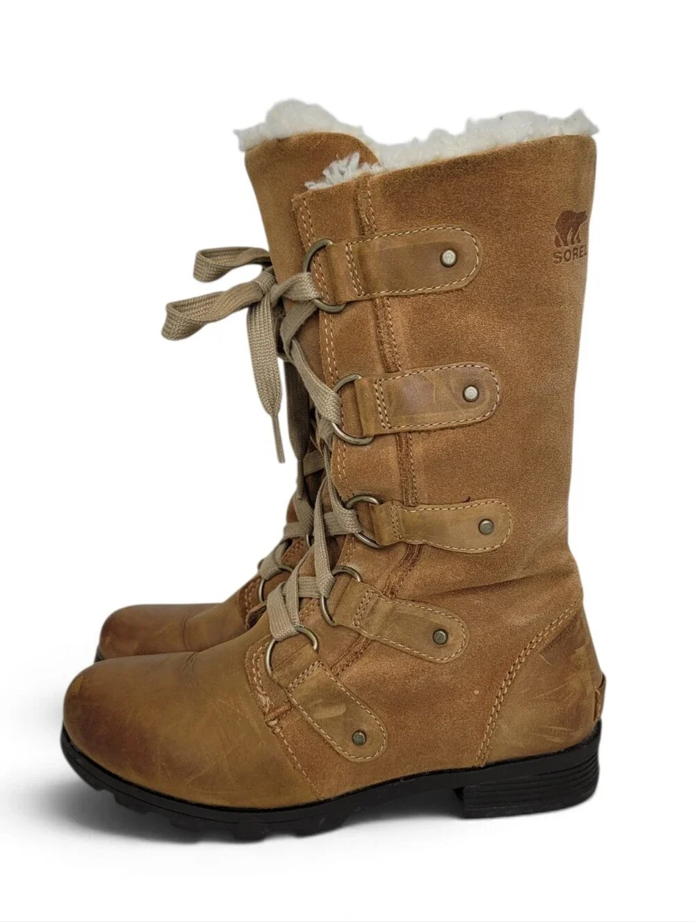 Sorel Emelie Lace Up Boots 7 Chestnut Brown